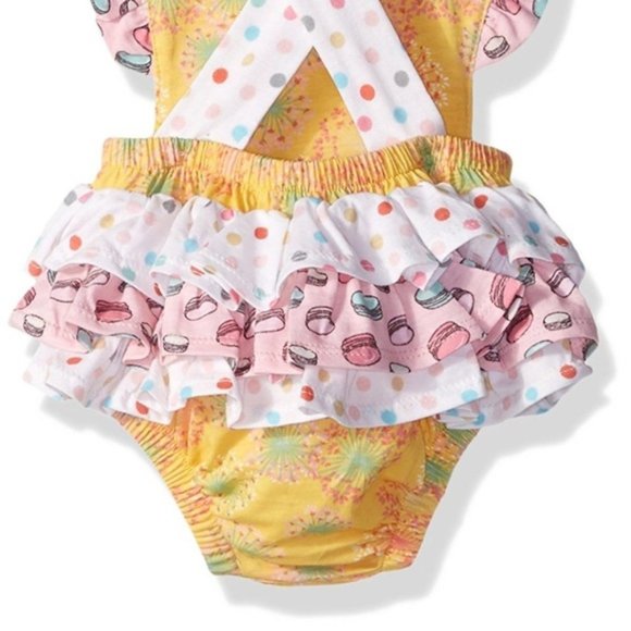 Jelly The Pug Romper Baby Girls Ruffle Sunsuit Romper size 6 24 Mo NWT - Picture 4 of 6